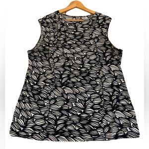 Worthington Black & White Palm Leaf Print Blouse XL